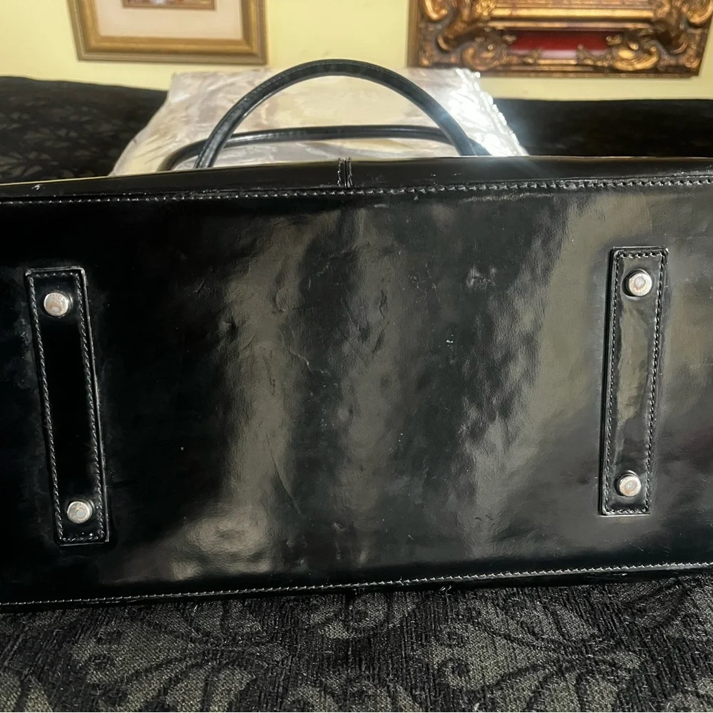 Pollini Glossy Black Leather Piece era 1990’s - Picture 3 of 8